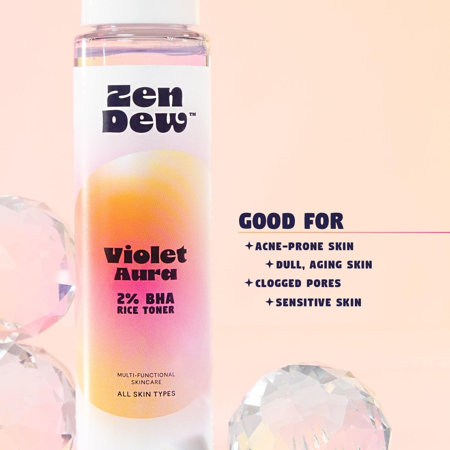 Zen Dew Violet Aura | Gentle Liquid Exfoliant with BHA & Azulene Zen Dew Violet Aura | Gentle Liquid Exfoliant with BHA & Azulene